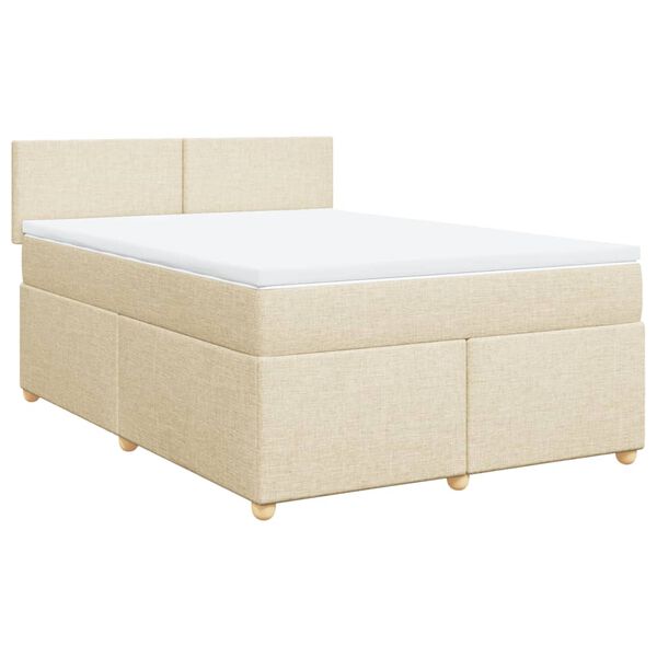 vidaXL Sommier &agrave; lattes de lit avec matelas Cr&egrave;me 140x190 cm Tissu