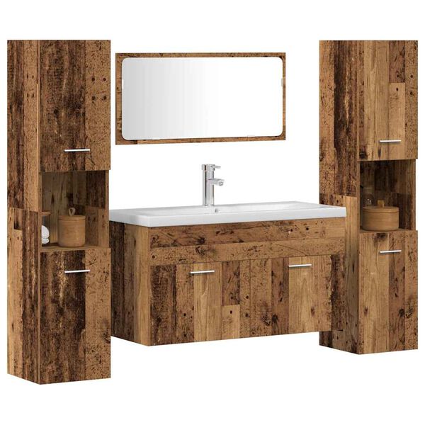 vidaXL Ensemble de meubles salle de bain 4 pcs bois d'ing&eacute;nierie
