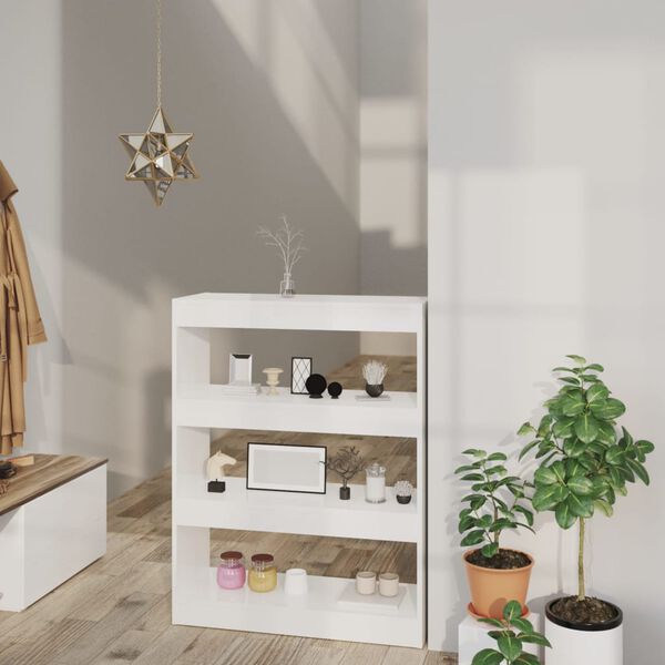 vidaXL Bibliothèque/Séparateur de pièce Blanc brillant bois ingénierie