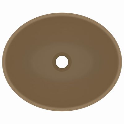 vidaXL Lavabo ovale de luxe Crème mat 40x33 cm Céramique