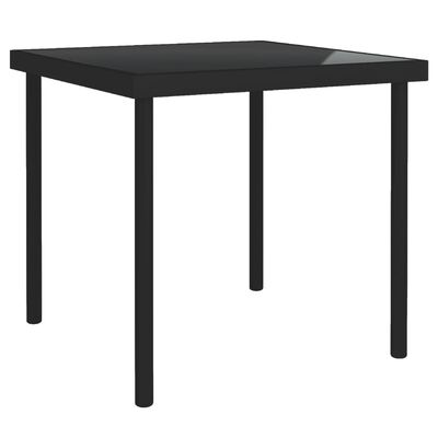 vidaXL Table à dîner d'extérieur Noir 80x80x72 cm Verre et acier