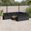 vidaXL Salon de jardin 11 pcs avec coussins noir r&eacute;sine tress&eacute;e