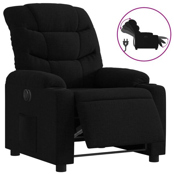 vidaXL Fauteuil inclinable &eacute;lectrique Noir Tissu