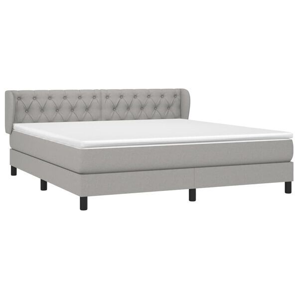 vidaXL Sommier &agrave; lattes de lit avec matelas Gris clair 160x200cm Tissu
