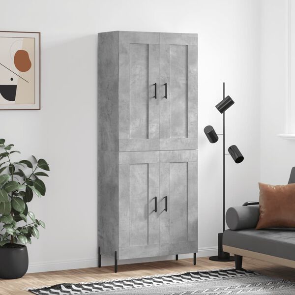 vidaXL Buffet haut Gris b&eacute;ton 69,5x34x180 cm Bois d'ing&eacute;nierie
