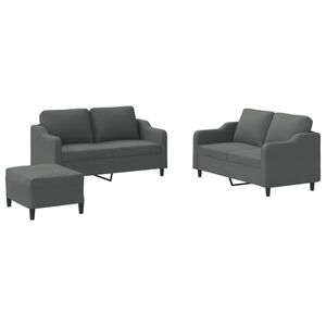 vidaXL Ensemble de canap&eacute;s 3 pcs avec coussins Gris fonc&eacute; Tissu