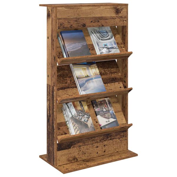 vidaXL &Eacute;tag&egrave;re &agrave; magazines avec &eacute;tag&egrave;re Bois ancien 70 x 41 x 126 cm