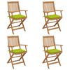 vidaXL Chaises pliables de jardin lot de 4 avec coussins Bois d'acacia