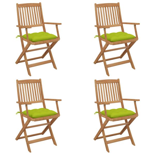 vidaXL Chaises pliables de jardin lot de 4 avec coussins Bois d'acacia