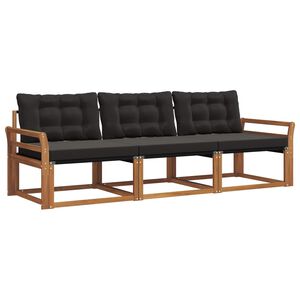 vidaXL Ensemble de canap&eacute;s d'ext&eacute;rieur 3 pc Naturel et Noir