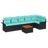 vidaXL Ensemble de canap&eacute; de jardin avec coussin 7 pcs Noir polyrotin