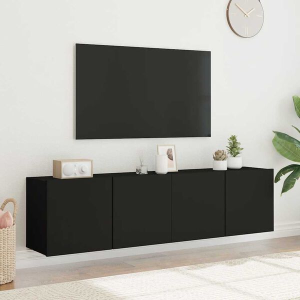 vidaXL Meubles TV muraux 2 pcs noir 80x30x41 cm