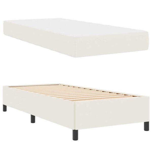 vidaXL Cadre de lit avec matelas Cr&egrave;me 90 x 190 cm tissu