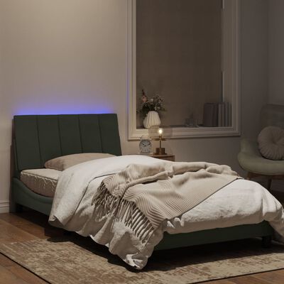 vidaXL Cadre de lit avec lumières LED gris clair 100x200 cm velours