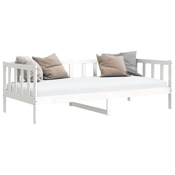 vidaXL Lit de jour sans matelas blanc bois de pin massif 90x200 cm