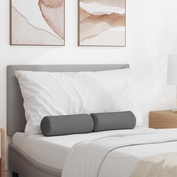 vidaXL Coussins d'accent 2 pcs Gris foncé Ø 15 x 40 cm tissu