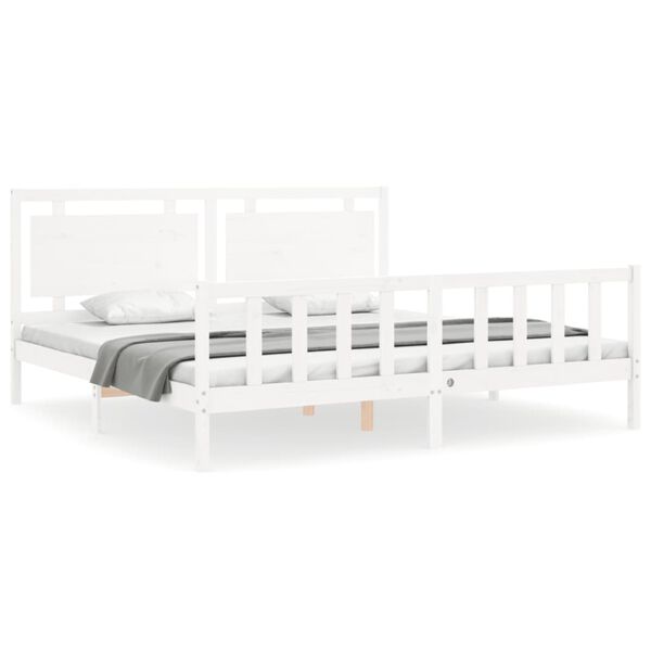 vidaXL Cadre de lit sans matelas blanc 200x200 cm bois massif de pin