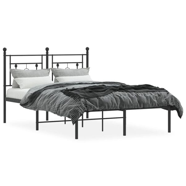 vidaXL Cadre de lit m&eacute;tal sans matelas avec t&ecirc;te de lit noir 120x190cm