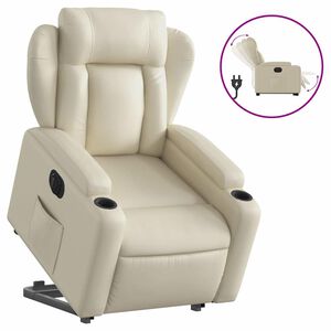 vidaXL Fauteuil inclinable &eacute;lectrique cr&egrave;me similicuir