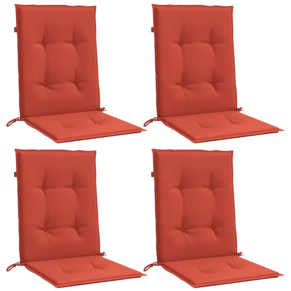 vidaXL Coussins de chaise &agrave; dossier bas lot de 4 rouge m&eacute;lang&eacute; tissu