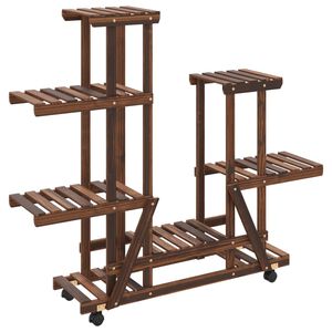 vidaXL Support &agrave; fleurs avec roues 95x25x101 cm bois massif de sapin