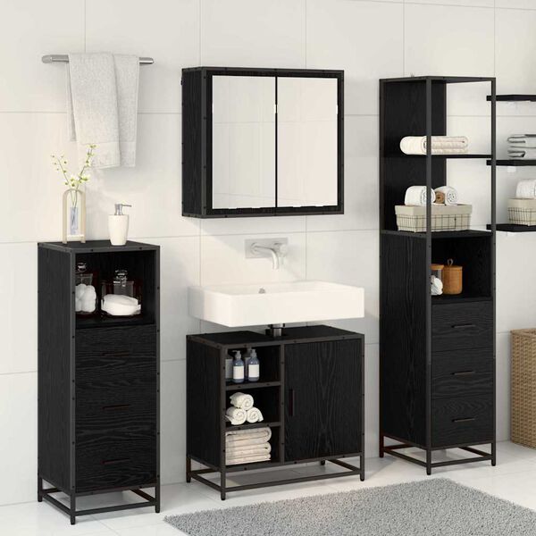 vidaXL Ensemble de mobilier de salle de bain 3 pcs Chêne noir