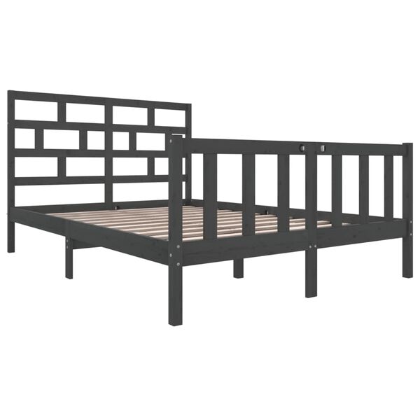 vidaXL Cadre de lit sans matelas gris bois de pin massif