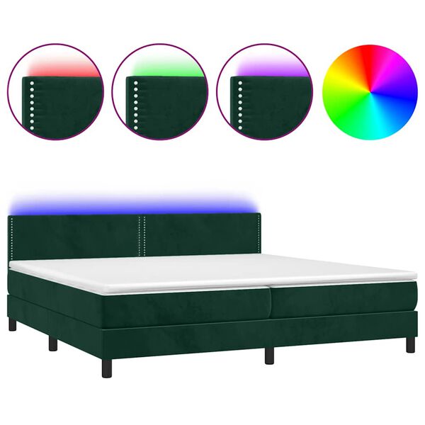 vidaXL Sommier &agrave; lattes de lit avec matelas LED Vert fonc&eacute; 200x200 cm