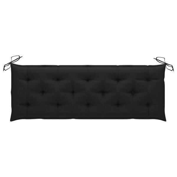 vidaXL Banc Batavia avec coussin noir 150 cm Bois de teck massif