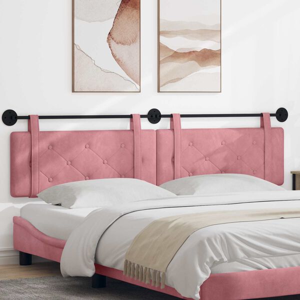 vidaXL T&ecirc;te de lit suspendue Rose 210 x 55 x 5 cm Velours
