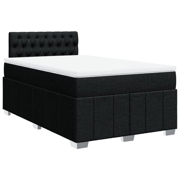 vidaXL Sommier &agrave; lattes de lit avec matelas Noir 120x200 cm Tissu