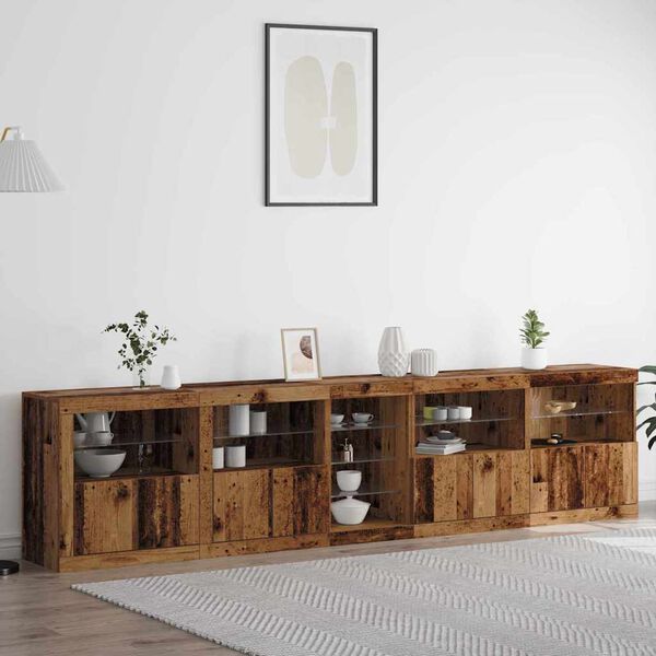 vidaXL Buffet LED Bois ancien 283 x 37 x 67 cm Bois d'ingénierie