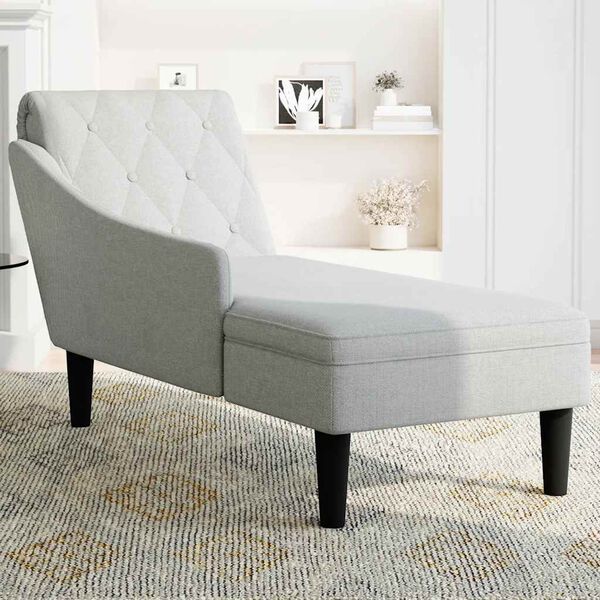 vidaXL Fauteuil long avec coussin et accoudoir droit gris nuage tissu