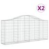 vidaXL Paniers à gabions arqués 2 pcs 200x30x80/100 cm Fer galvanisé