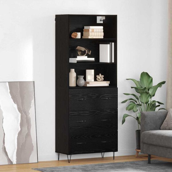 vidaXL Haut Armoire avec tiroir 2 pcs Ch&ecirc;ne noir Bois d'ing&eacute;nierie