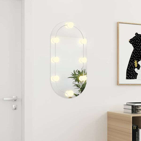 vidaXL Miroir avec &eacute;clairage LED 80x40 cm Verre Ovale
