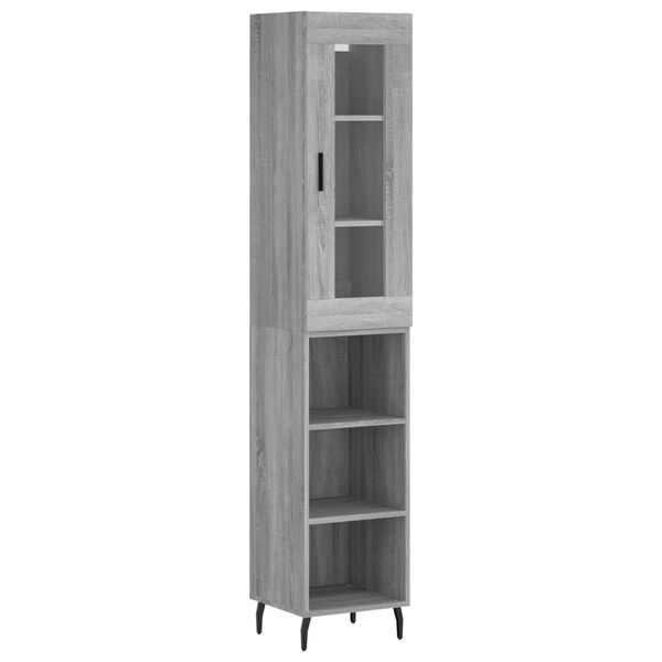 vidaXL Buffet haut Sonoma gris 34,5x34x180 cm Bois d'ing&eacute;nierie