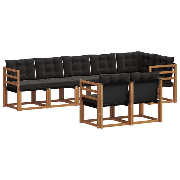 vidaXL Ensemble de canap&eacute;s d'ext&eacute;rieur 8 pcs Naturel et Noir