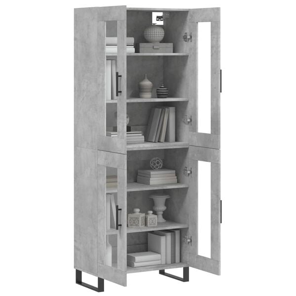 vidaXL Buffet haut Gris b&eacute;ton 69,5x34x180 cm Bois d'ing&eacute;nierie