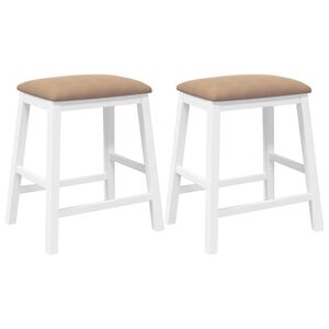 vidaXL Chaises de bar avec coussins 2 pcs blanc bois massif d'hévéa