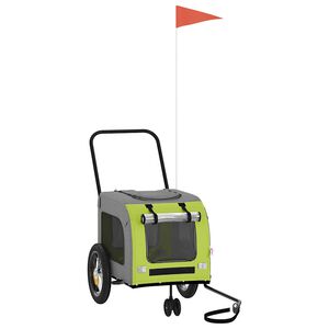 vidaXL Remorque de v&eacute;lo pour animaux Vert et gris 125 x 53 x 54 cm