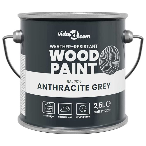 vidaXL Peinture pour bois Gris 16,5 x 16,5 x 15,9 cm Impression murale