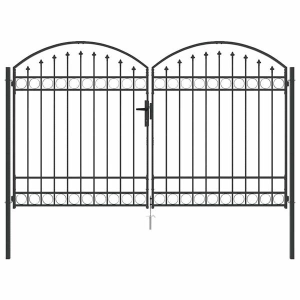 vidaXL Portail de clôture avec verrouillage Gris 300 x 175 cm Acier