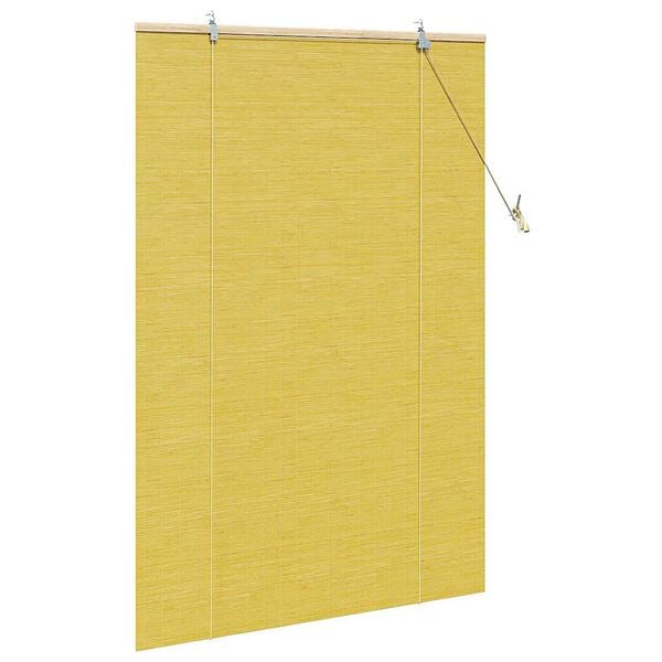 vidaXL Store enrouleur avec des rideaux Jaune 120 x 160 cm Bambou