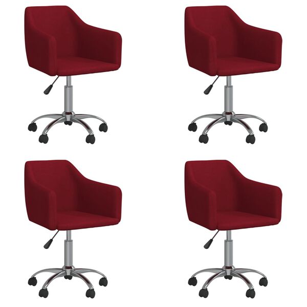 vidaXL Chaises pivotantes &agrave; manger lot de 4 Rouge bordeaux Tissu