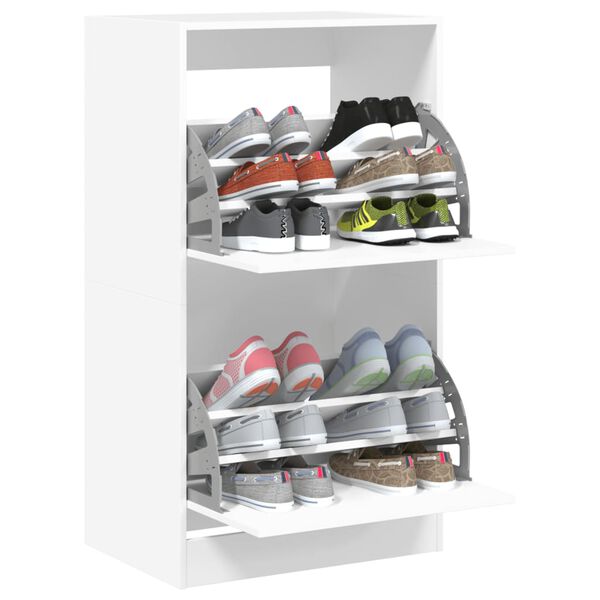 vidaXL Armoire à chaussures 2 tiroirs rabattables blanc 60x42x108 cm