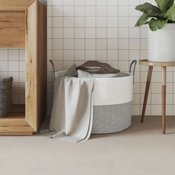 vidaXL Panier de rangement gris et blanc &Oslash;51x33 cm coton