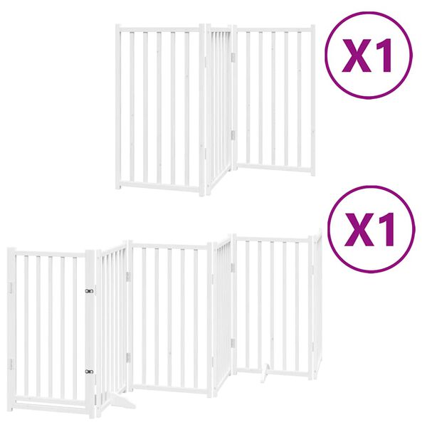 vidaXL Barrière pour chien porte pliable 9panneaux blanc bois peuplier