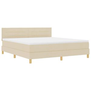 vidaXL Lit &agrave; ressort LED avec matelas Cr&egrave;me 180 x 200 cm tissu