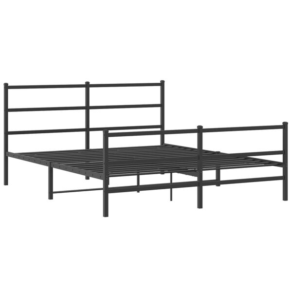 vidaXL Cadre de lit m&eacute;tal sans matelas avec pied de lit noir 160x200cm